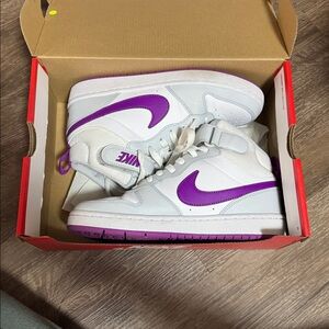 Nike White and Purple High-Tops